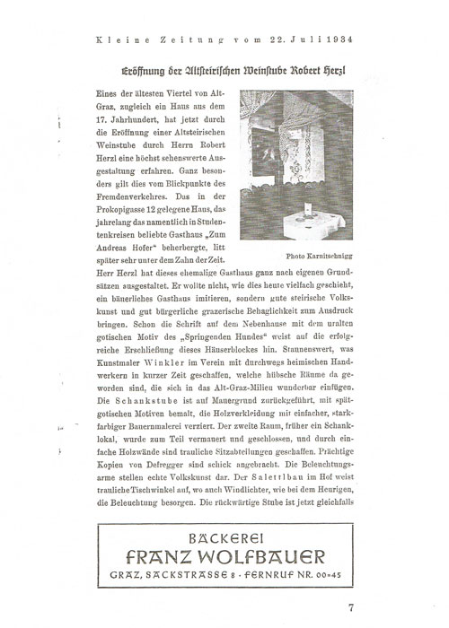 Herzl-Eröffnung Kleine Zeitung 1934-1